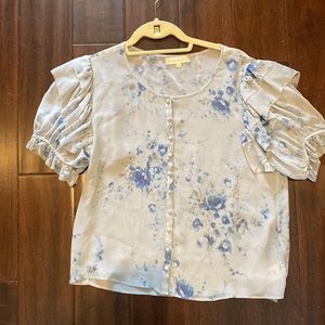 Loveshackfancy blouse in light blue floral size medium- never worn